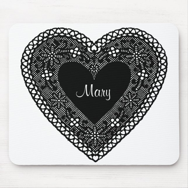 Customise Your Vintage Lace Heart Mouse Mat (Front)