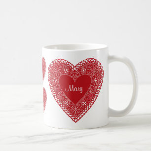 Customise Your Vintage Lace Heart Mug