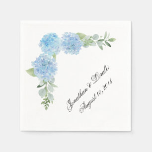 Customise your wedding napkins Blue Hydrangea