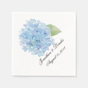 Customise your wedding napkins Blue Hydrangea
