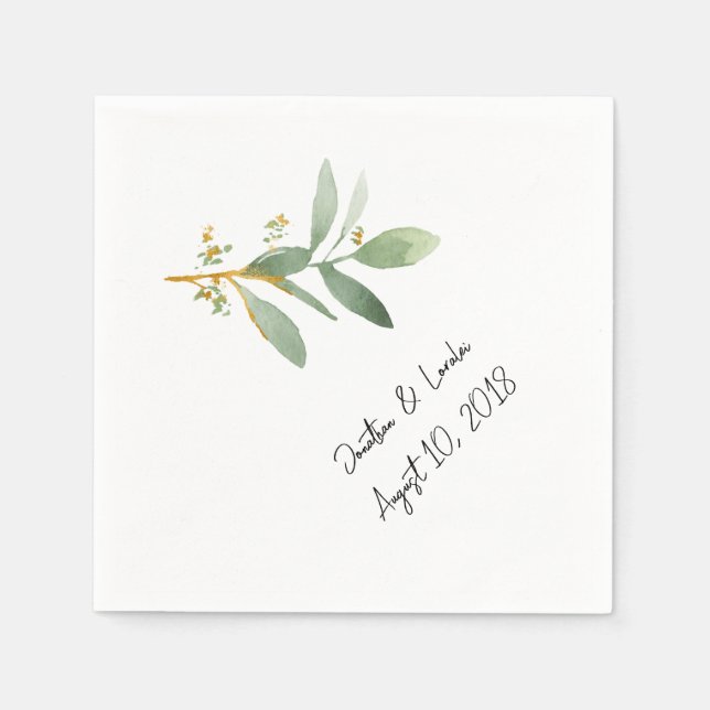 Customise your wedding napkins greenery (Front)