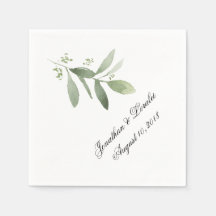 Customise your wedding napkins greenery