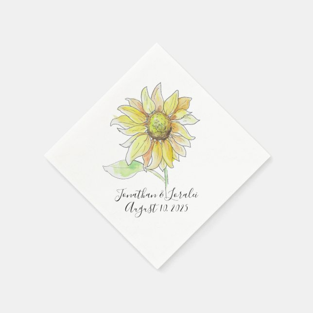 Customise your wedding napkins Sunflower (Corner)