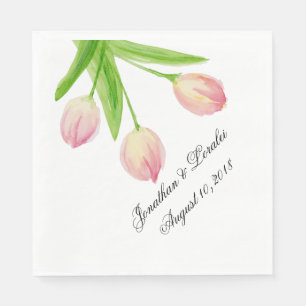 Customise your wedding napkins watercolor Tulips