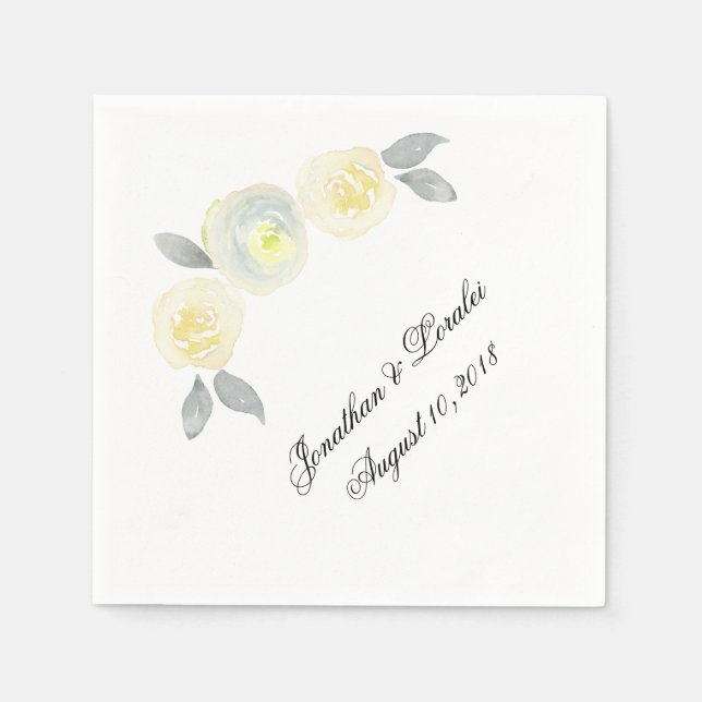 Customise your wedding napkins Yellow Floral (Front)