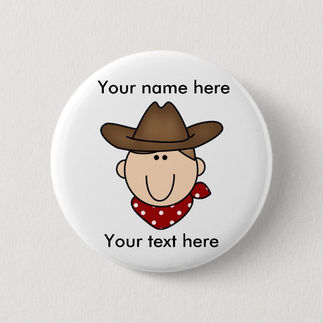 Customise Yourself Brown cowboy 6 Cm Round Badge (Front)