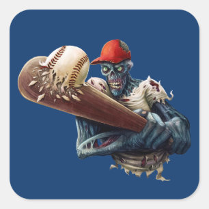 Customise Zombie Baseball Slugger Scary Halloween Square Sticker
