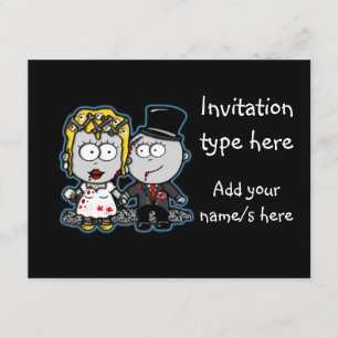 Customise Zombie bride and groom wedding invites