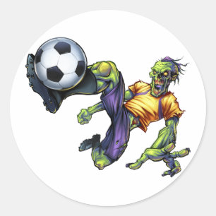 Customise Zombie Scary Halloween Soccer Player Classic Round Sticker