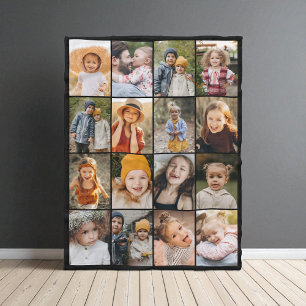 Customised 16 Photo Collage Modern Trendy Fleece Blanket