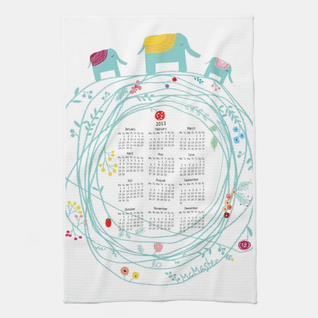 customised 2013 calendar kitchen towels (Vertical)