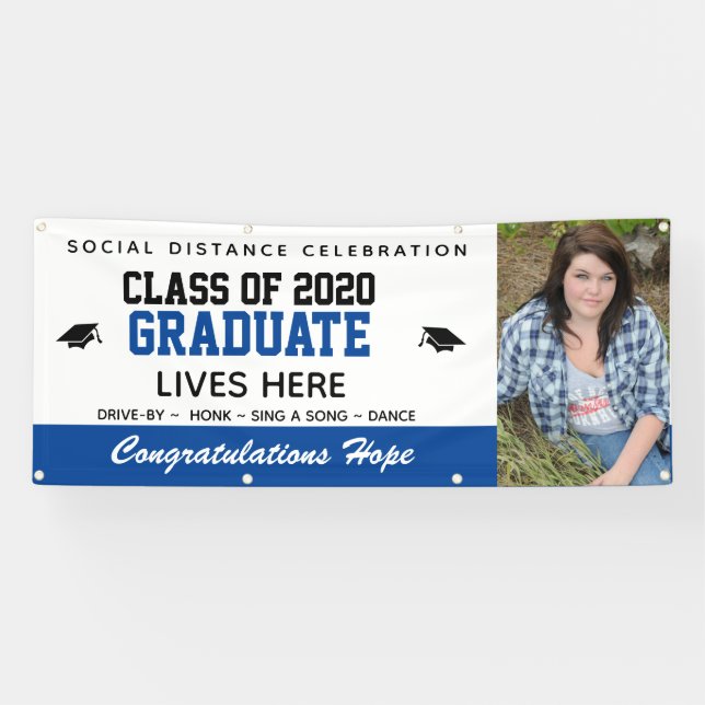 Customised 2021 Blue Graduation Banner (Horizontal)