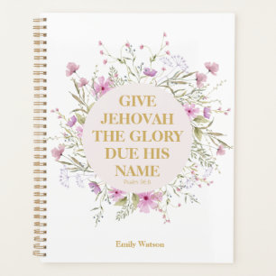 Customised 2025 JW Year Text Psalm 96:8 Flowers Planner