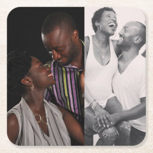 Customised 2 Photo Double Sided Square Paper Coaster