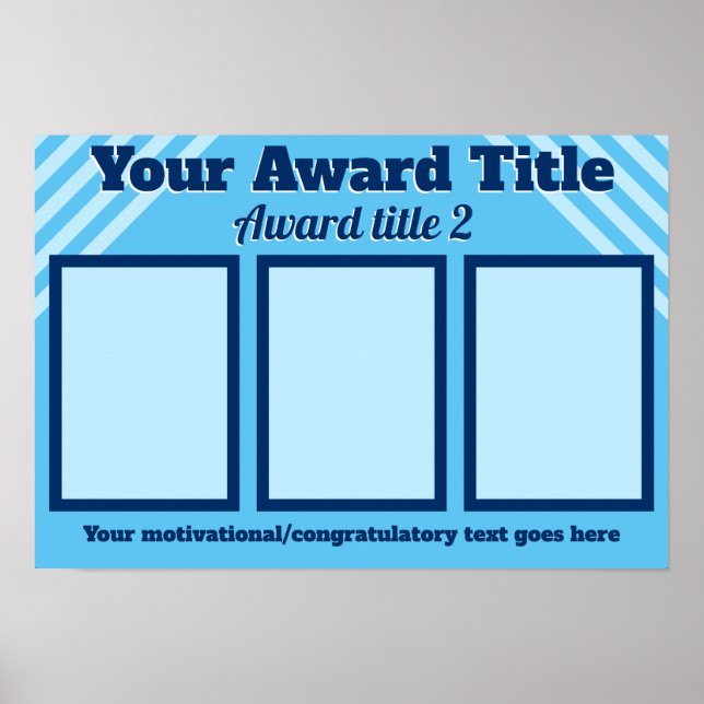 Customised 3-photo employee student award display poster (Front)