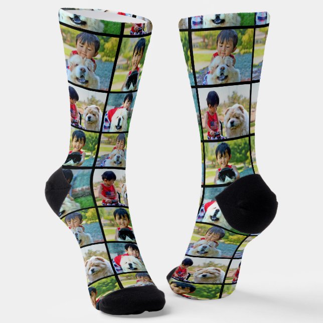 Customised 4 Photo Collage Socks (Angled)