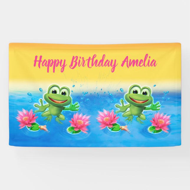 Customised 5' x 3' Leapfrog Birthday vinyl Banner (Horizontal)