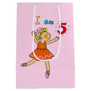 Customised 5th happy birthday girl ballerina party medium gift bag