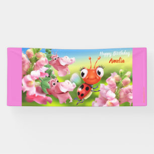 Customised 6' x 2.5' Ladybug Birthday vinyl Banner