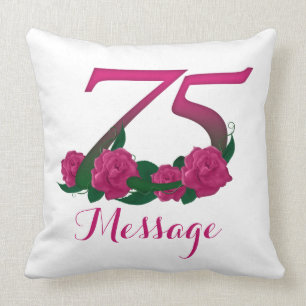 Customised 75th birthday Throw Pillow 20" x 20"