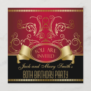 Customised 80th Birthday Party Invitation