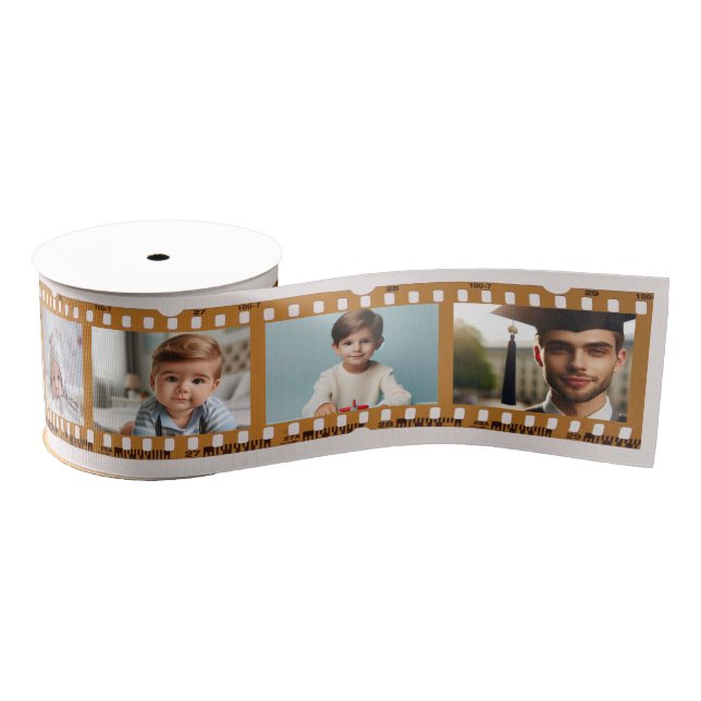Customised 8-Photo Film Negative All-Occasion Pink Grosgrain Ribbon (Spool)