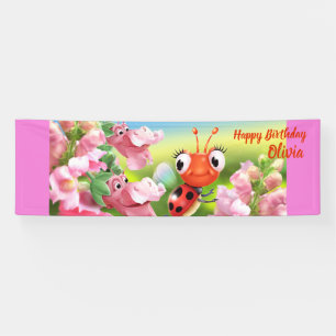 Customised 8' x 2.5' Ladybug Birthday vinyl Banner