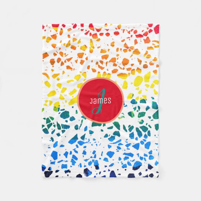 Customised Abstract Terrazzo Colourful Pattern  Fleece Blanket (Front)