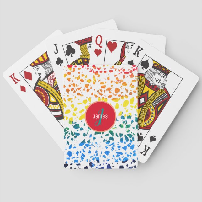 Customised Abstract Terrazzo Colourful Pattern  Playing Cards (Back)