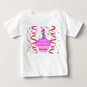 Customised Age and Name Happy Birthday Cupcake Baby T-Shirt