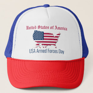 Customised American Map Flag Armed Forces Day Trucker Hat