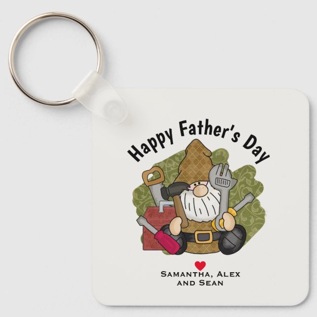 Customised and Personalised Handyman Garden Gnome Key Ring (Front)