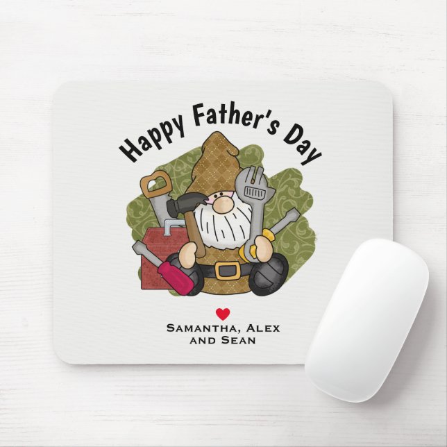 Customised and Personalised Handyman Garden Gnome Mouse Mat (With Mouse)