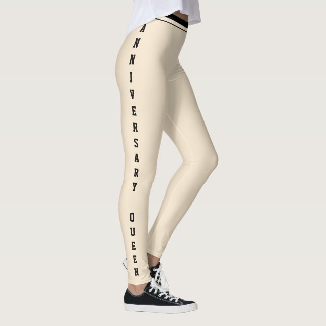 Customised Anniversary Day Champagne Gold Monogram Leggings (Right)