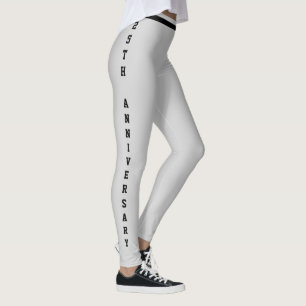 Customised Anniversary Day Silver Black Monogram Leggings