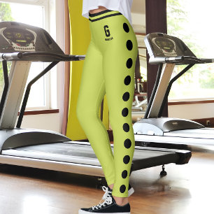 Customised Apple Green Black Polka Dot Pattern Leggings