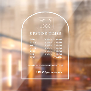 Customised Arch Frame Business Logo Opening Hours Window Cling