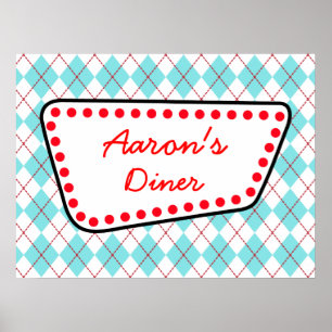 Customised Argyle Diner Sign Poster