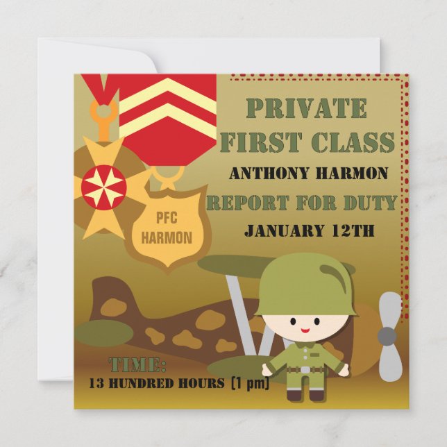Customised Army Birthday Invitations (Front)