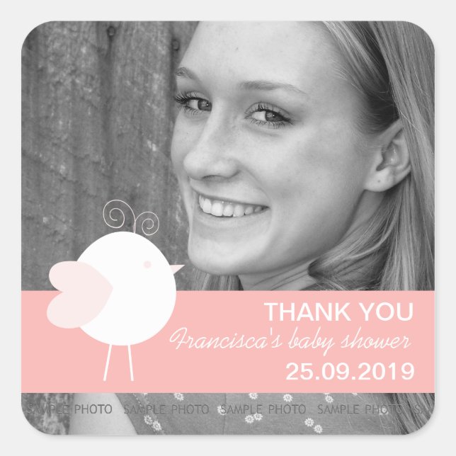 Customised Baby Birds Baby Shower Favours Stickers (Front)