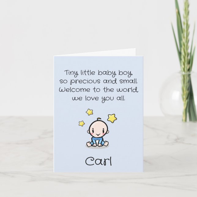 Customised Baby Boy Congratulations With Text,  Ca Card (Front)