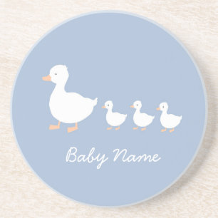 Customised Baby Shower Favour Cookies Blue Ducklin Coaster