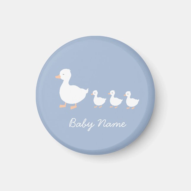 Customised Baby Shower Favour Cookies Blue Ducklin Magnet (Front)