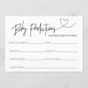 Customised Baby Shower Prediction Card Game Heart
