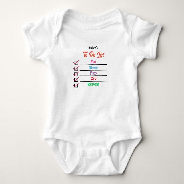 Customised Baby's to do list  Baby Bodysuit (Front)