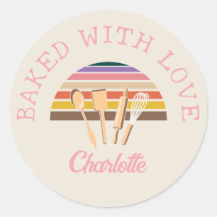 Customised BAKED WITH LOVE Classic Round Sticker