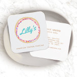 Customised Bakery Personalised Cookie Logo Square Business Card<br><div class="desc">Great logo for bakeries specialising in custom cookies for birthday parties,  cookie swaps,  caterers personalised gifts,  and  more.. For additional matching marketing materials please contact me at maurareed.designs@gmail.com. For more premade logos visit logoevolution.co. Original design by Maura Reed.</div>