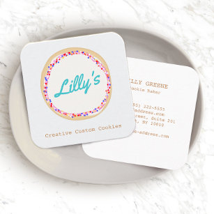 Customised Bakery Personalised Cookie Logo Square Business Card