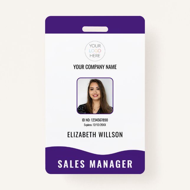 Customised Bar Code, Logo, Name, Photo Employee ID ID Badge (Front)