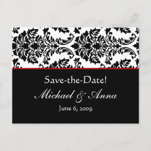 Customised Baroque Black & Red Save The Date Announcement Postcard